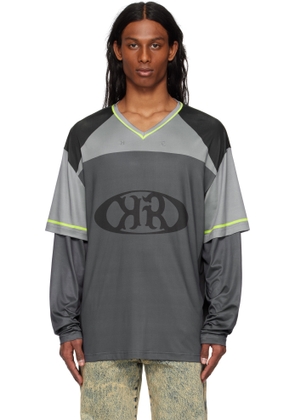 KUSIKOHC Gray Baseball Long Sleeve T-shirt