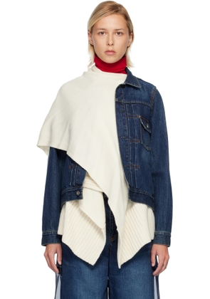 sacai Blue & White Denim & Wool Knit Jacket Set