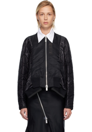 sacai Black Nylon Twill Blouson Bomber Jacket