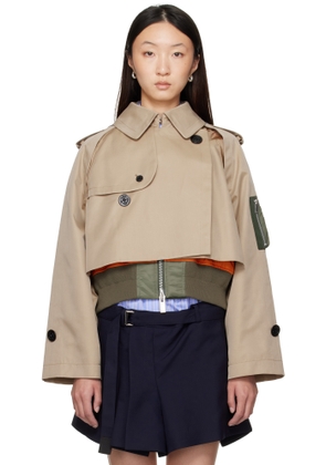 sacai Beige Cotton Gabardine x Nylon Twill Jacket