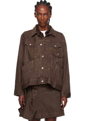 sacai Brown Pleated Denim Jacket