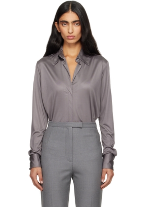 Dries Van Noten Gray Satin Shirt