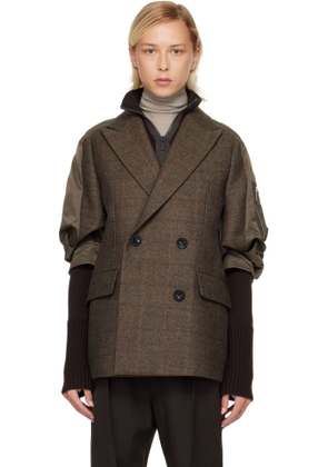 sacai Brown Double-Faced Plaid Blazer