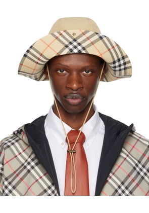 Burberry Beige Check Brim Gabardine Bucket Hat