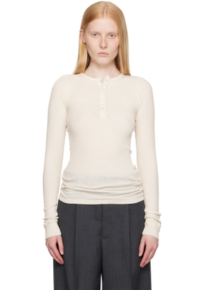 AURALEE Off-White Organic Soft Rib Henley
