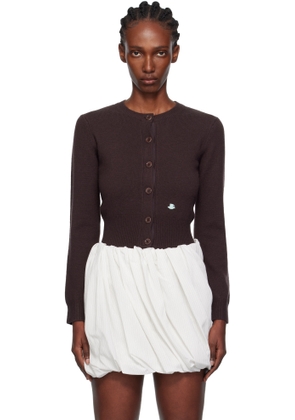 JW Anderson Brown Contrast Embroidery Cardigan