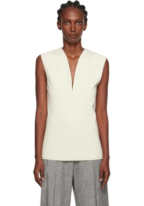 Lanvin Off-White Jersey Plunging Neckline Top