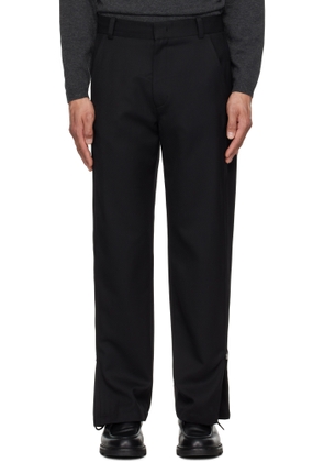Solid Homme Black Side Zipper Wide Trousers