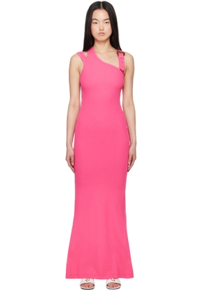Versace Jeans Couture Pink Baroque Buckle Maxi Dress