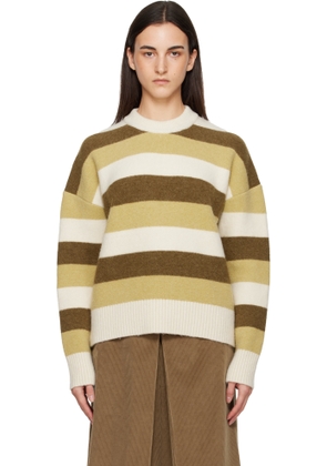 AMI Paris Green & Brown Alpaca Striped Crewneck Sweater