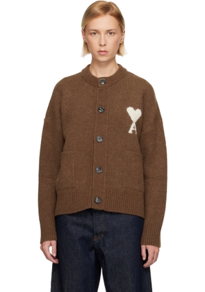 AMI Paris Brown Alpaca Ami de Coeur Cardigan