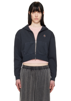 BAPE Black Pigment Dyed One Point Cropped Zip Hoodie