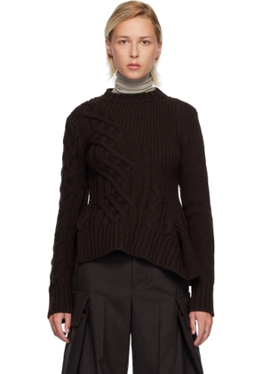 sacai Brown Wool Knit Sweater