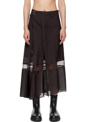 sacai Brown Suiting Midi Skirt