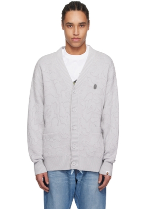 BAPE Gray Solid Camo Jacquard One Point Cardigan