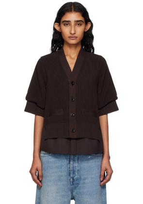 sacai Brown Suiting Mix Knit Cardigan