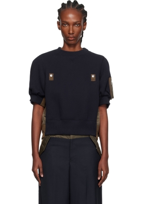sacai Navy & Khaki Sponge x Nylon Twill Sweatshirt