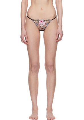 Fleur du Mal Multicolor Fidelia Embroidery V-String Thong