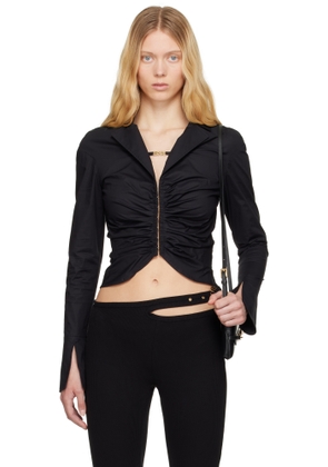 Versace Jeans Couture Black Institutional Logo Ruched Shirt