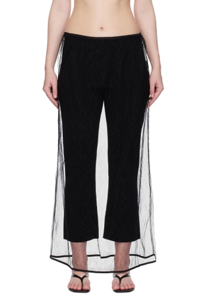 AMOMENTO Black Sheer Lace Long Maxi Skirt