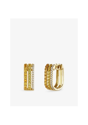 Womens Roxanne First Triple Row 14ct Yellow Gold, 0.04ct Diamond and 0.25ct Yellow Sapphire Hoop Earring