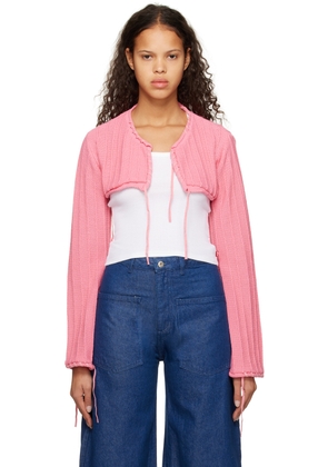 OPEN YY Pink Drawstring Cardigan