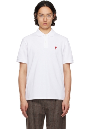 AMI Paris White Cotton Ami de Coeur Polo
