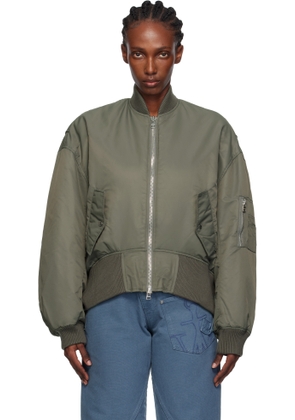 JW Anderson Gray Oversized Curved Hem Bomber Jacket
