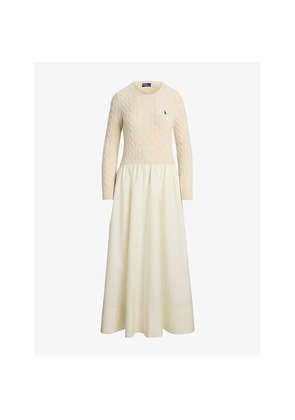 Womens Polo Ralph Lauren Brand-Embroidered Knitted and Cotton Maxi Dress
