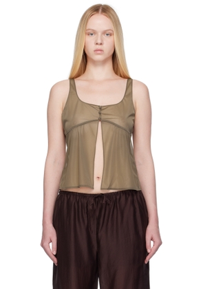 AMOMENTO Taupe Sheer Bra Top