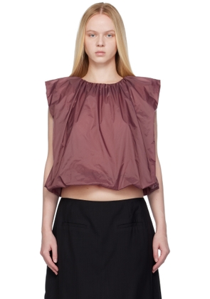 AMOMENTO Purple Nylon Volume Shirring Top