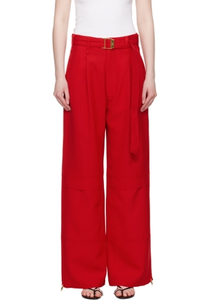 AMI Paris Red Wool Cargo Pants