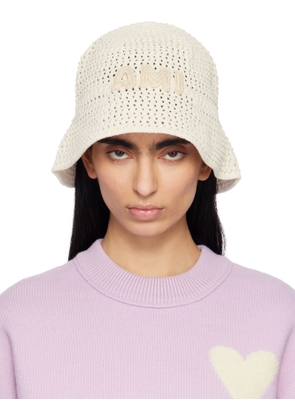 AMI Paris Off-White Knit 'AMI' Patch Bucket Hat