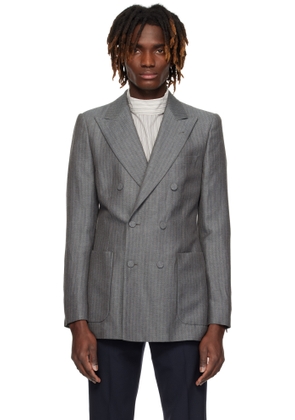 Dries Van Noten Gray Striped Blazer