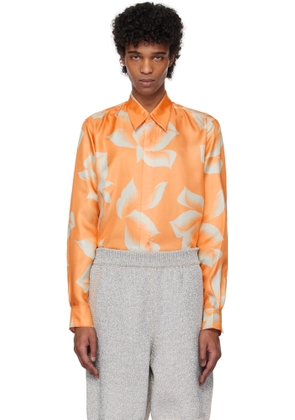Dries Van Noten Orange Silk Shirt