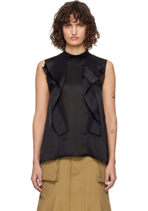 sacai Black Satin & Chiffon Blouse