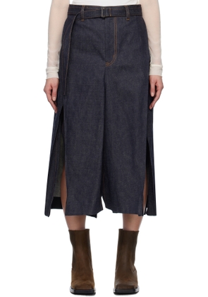 sacai Indigo Mix Denim Midi Skirt