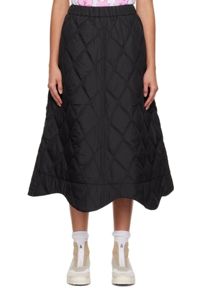 GANNI Black Quilted Midi Skirt