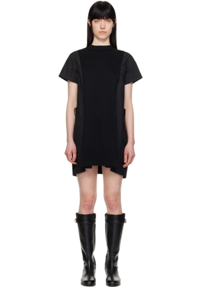 sacai Black Poplin & Knit Minidress