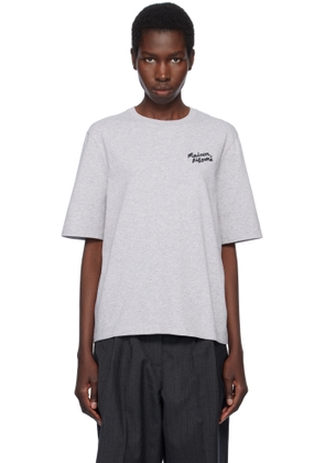 Maison Kitsuné Gray 'Maison Kitsuné' Handwriting Comfort T-shirt