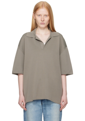 AMI Paris Taupe Short Sleeve Polo