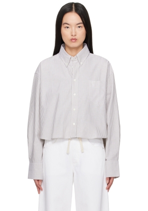 AMI Paris Khaki & Off-White Cotton Cropped Oversized Shirt