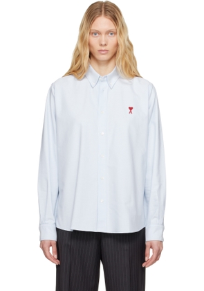 AMI Paris Blue Cotton Button-Down Ami de Coeur Shirt