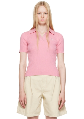 Maison Kitsuné Pink Baby Fox Patch Fine Ribbed Polo