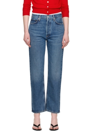 AGOLDE Blue 90's Pinch Waist High Rise Straight Jeans