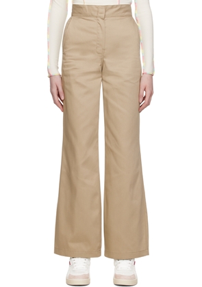 Palm Angels Beige Reversed Waistband Trousers