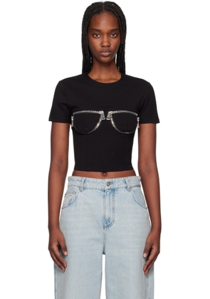 AREA Black Zipper Bustier Cup T-Shirt