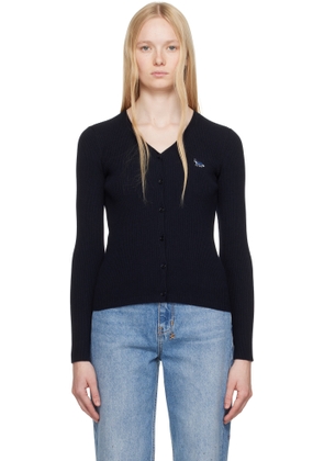 Maison Kitsuné Navy Baby Fox Patch Fine Ribbed Cardigan