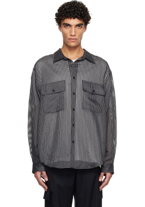 Solid Homme Black Sheer Striped Shirt