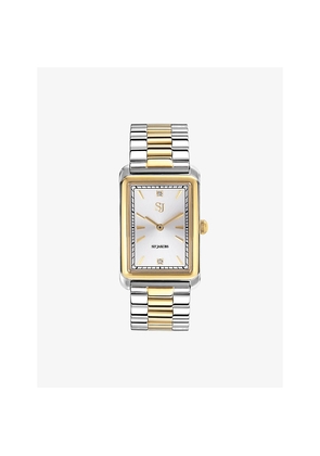 Sif Jakobs Santina Gold-Plated, Silver Stainless-Steel and White Zirconia Stone Automatic Watch 24mm